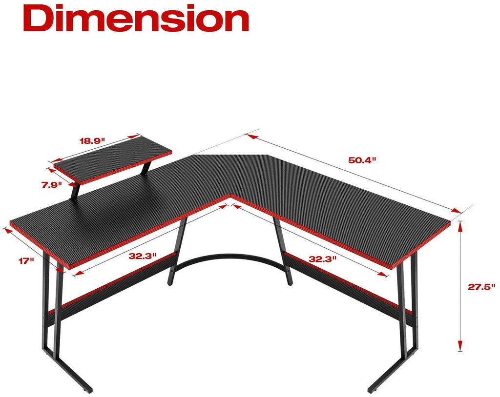 L Shaped Gaming Desk Computer Corner Desk PC Gaming Desk Table with