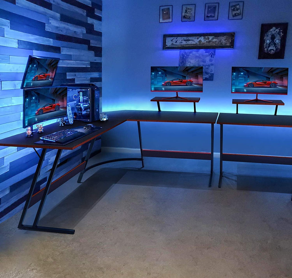 L Shaped Gaming Desk Computer Corner Desk PC Gaming Desk Table with